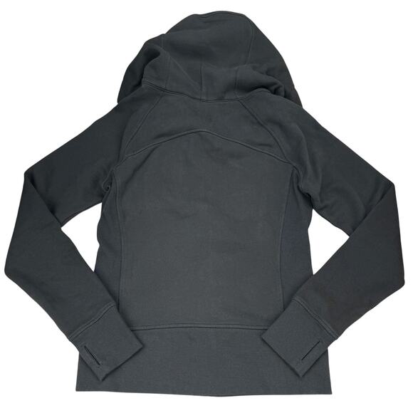 LULULEMON Scuba Hoodie Football Canada Light Cotton Fleece Size 6 Washed Black - Picture 6 of 6